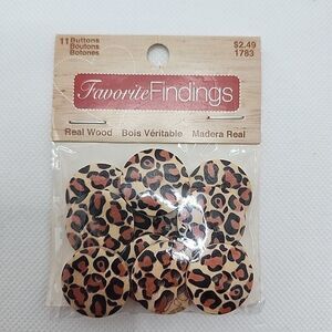 Blumenthal Lansing Wood Animal Cheetah Print Buttons 7/8" 22mm Flat 11 Ct.